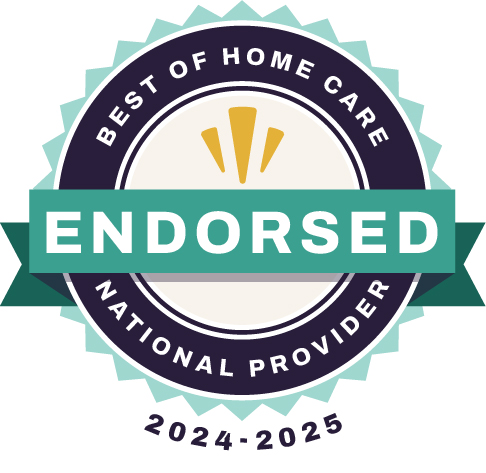 Best of Home Care Endorsed National Provider 2024-2025 badge for Preferred Care at Home of Brevard, Florida.